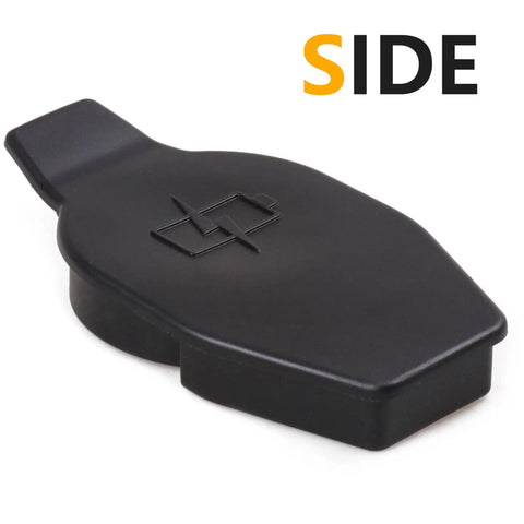 Heavy Duty Charging Port Dust Plug For Rivian R1t And R1s 2022 2023 2024 2025 side view of black rubber cap