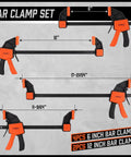 8 Pack Woodworking Bar Clamps Set Including 4 6 Inch Clamps, 2 12 Inch Clamps And 2 6 Inch Spring Clamps, 150 Lb Load Capacity