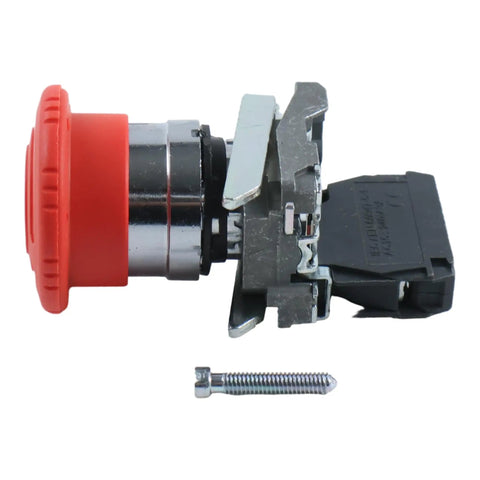 Straight Up Heavy Duty Emergency Stop Push Button Switch Paired With 1NC Contact Block, 22mm panel mount, designed for XB4 BS8442 and ZBE102.