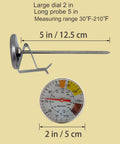 Milk Frothing Thermometer For Coffee And Chocolate Pro Grade Stainless Steel Temp Gauge with 2 Inch Dial and 5 Inch Stem