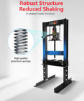 6 Ton Hydraulic Shop Press With Adjustable Worktable And Stamping Plates, H-frame showing robust structure and spring detail