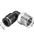 Push To Connect Elbow Tube Fitting 8mm OD To Three Eighths NPT Male Pneumatic Air Push Fit Lock Swivel Connector 90 Degree