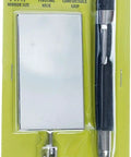Telescoping 33 Inch Rectangular Inspection Mirror With Cushioned Grip Handle Adjustable Pivot Neck Extends From 7.25 Inches To 35 Inches displayed in packaging