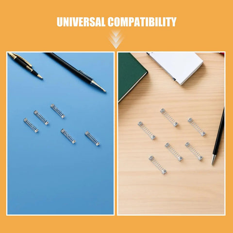 Top Notch 100 Piece Stainless Steel Compression Springs Kit For DIY Fixes And Repair Projects Featuring Snappy Pen Return Technology That Guarantees Smooth Writing Flow Every Single Time With Rust Resistant Metal Mini Springs You Can Count On. stainless steel pen springs on desk