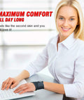 Woman typing wearing All Day Ultra Comfy Carpal Tunnel Wrist Support That Fits Left Or Right Hand, Adjustable Compression Brace.