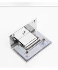 Premium Stainless Steel 304 Wall Mount Glass Shower Hinges For Frameless Bathroom Doors showing polished hinge with mounting plate.