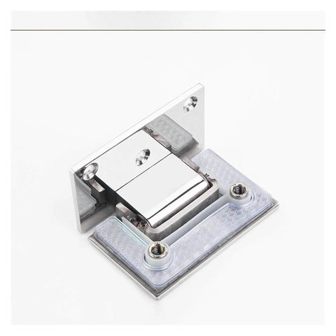 Premium Stainless Steel 304 Wall Mount Glass Shower Hinges For Frameless Bathroom Doors showing polished hinge with mounting plate.