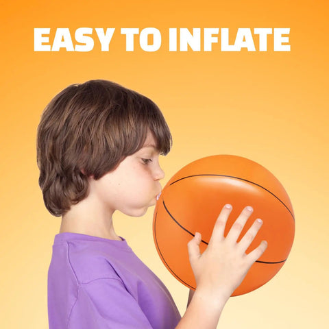 Child inflating Pack Of 12 Inflatable 16 Inch Basketball Beach Balls For Pool Or Beach Fun, Kid Friendly Party Favors And Sports Themed Birthday Decor.