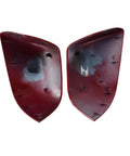 Fresh Red Pair Of Side Mirror Lower Covers For Tesla Model 3 2017 To 2021 Exterior Trim Upgrade, showing red polypropylene mirror caps.