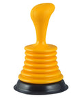 Mini Bellows Sink Plunger 11 Inch For Kitchen And Bathroom Sinks, Heavy Duty Clog Remover with ergonomic handle, yellow design.