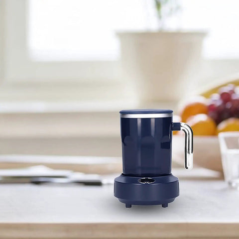 Smart Heated Coffee Mug With Portable Temperature Control Cup And Electric Warmer on desk, navy color, sleek design for daily brew.