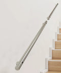 Heavy Duty Stainless Steel Handrail For Stairs And Decks Round Pipe Railing System Wall Mounted Indoor Outdoor, installed on stairs.
