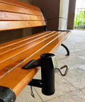 Beefy Heavy Duty Patio Umbrella Clamp Holder For Fences And Decks Ultra Tough Metal Umbrella Mount on bench