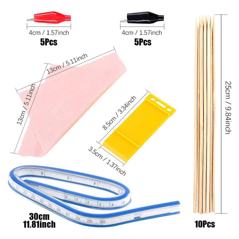Must-Have 87-Piece Model Tool Kit For Gunpla And Hobby Building Craft Set includes ruler, polishing cloth, skewers, clips