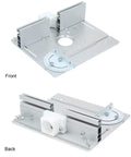 Straight Up Pro Grade Metal Router Lift System Kit With Sturdy Aluminum Alloy Insert Plate Universal Woodworking Table Base Mount, showing front and back views.