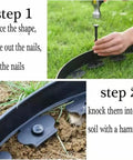 Step-by-step installation of 8 Inch Landscape Edging Spikes 25 Pack, Spiral Nylon Anchors For Paver Edging with hammer.