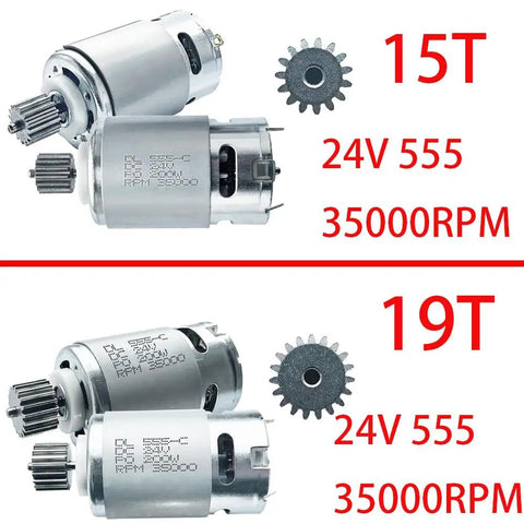 High Speed 12V RS550 Motor Upgrade 30000 RPM 7R 15T For Kids Ride On Cars Replacement Parts comparison between 15T and 19T gear.