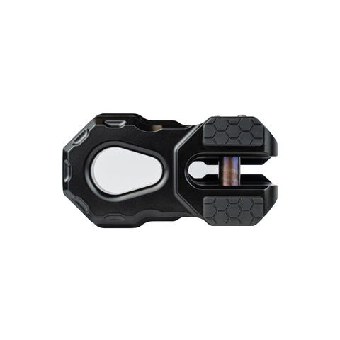 Top view of Billet Aluminum Winch Shackle For Synthetic Line, Lightweight Heavy Duty Winch Attachment With 19,000 Lb Working Load, Black