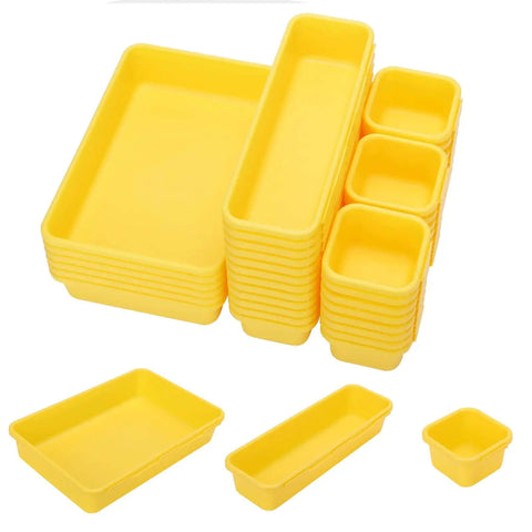 42 Pack Tool Box Organizer Tray Dividers Fit Rolling Tool Cart And Workbench Drawers Store Hardware Screws Nuts Bolts Securely In A Hella Neat Yellow Layout That Kicks Workspace Chaos To The Curb - set of yellow tray dividers.