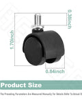 4 Pack Castor Wheels For Little Green HydroSteam Carpet Cleaners Replacement Part 1638909 Fits 3605 3605P 3605F 3532 3618 Smooth Glide Durable Easy Install. Black caster wheel, 1.70in x 0.84in.