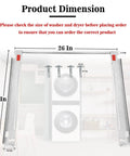 Stainless 27 Inch Laundry Stacking Kit dimensions guide with chrome steel construction, 26 inch brackets, screws for LG washer dryer.