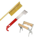 Go To Beekeeping Tool Set With Stainless Steel J Hook Frame Lifter Scraper And Frame Grip Holder Plus Wooden Handle Brush