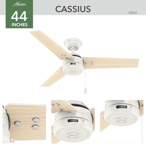 44 Inch Ceiling Fan No Light For Indoor Or Outdoor Use White Finish Damp Rated With Reversible 3 Blades And Pull Chain