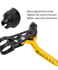 Top Shelf Aluminum Alloy Bicycle Brake Levers Built For A Snappy Pull Feel And Easy Handlebar Adjustments Perfect For Road Mountain Or Folding Bikes Finished In Sleek Matte Gold with detailed micro adjustment screw.