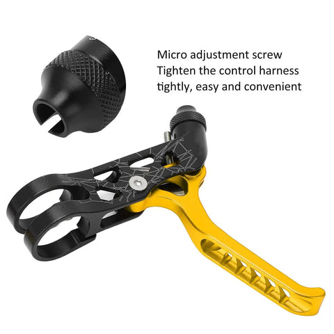 Top Shelf Aluminum Alloy Bicycle Brake Levers Built For A Snappy Pull Feel And Easy Handlebar Adjustments Perfect For Road Mountain Or Folding Bikes Finished In Sleek Matte Gold with detailed micro adjustment screw.