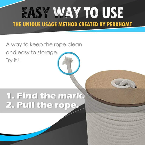 Instructions for storing 200 Feet Poly Cotton Rope 3 By 16 Inch Diamond Braided Utility Cord on spool