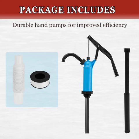 Built Tough 55 Gallon Drum Pump Lever Action For Chemicals And Oils High Strength Pp Abs Plastic, includes blue lever pump and parts.