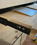 Beefy Heavy Duty 8-Inch Drawer Slides With Side Mount Ball Bearing Full Extension installed on wooden shelf