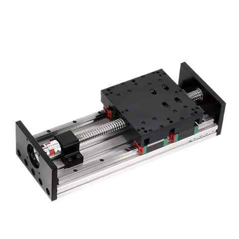 Rock Solid Miniature Hgr15 Linear Motion Guides And Sfu1605 Ball Screw Sliding Stage in black, 500mm travel for CNC workflows.