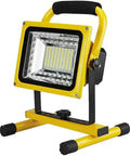JUDYSSY Led Floodlight 500W 5000Lm Rechargeable Led Work Light with yellow housing, standing position, used for outdoor work.