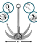 Foldable Stainless Steel Grappling Hook With Four Folding Claws Beefy Heavy Duty Outdoor Gear 6.5-inch SUS304 climbing tool