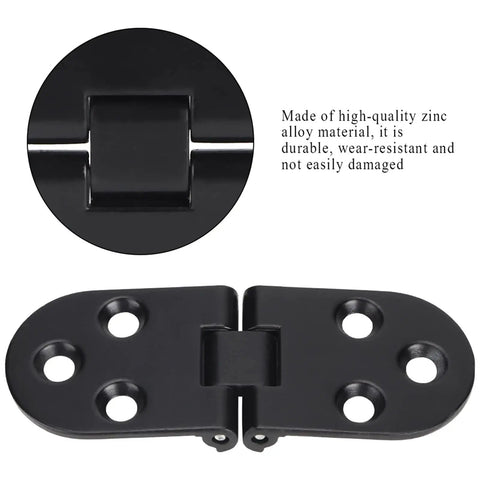 Four Piece Zinc Alloy Flap Door Hinges In Sturdy Black For Cabinets And Tables, Easy Flap Operation, close-up view