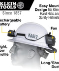 Image showing a white hard hat with a Power Packed 3200 mAh USB C Portable Battery For Hard Hat Cooling Fans And USB Devices.