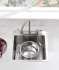 18x18 Inch Drop In Bar Sink For Small Kitchens And RVs, 16 Gauge 304 Stainless Steel Single Bowl With Bottom Grid, Brushed Finish