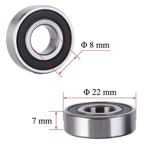 Dimensions of premium 608RS bearings 2RS, 8x22x7mm for DIY projects.
