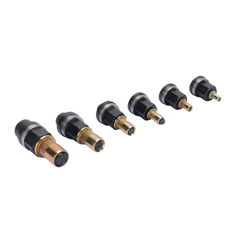 Six Piece Carbon Steel Rivet Nut Tool Set With M3 M4 M5 M6 M8 M10 Heads Handy Manual Riveting Gun For Tight Spaces Industrial And Furniture Assembly Kit With Storage Boxes showing different sizes