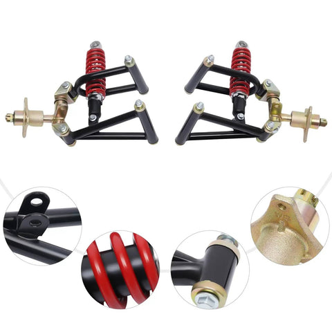 Front Suspension Swingarm Assembly Upgrade Kit With Upper And Lower Swingarms And Shocks For DIY ATV Quad Bike Buggy Go Kart Parts 195mm 220mm Heavy Duty Build Beast Mode Ready