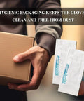 Person holding a package with XL White 100 Percent Cotton Safety Gloves packaging visible, ensuring cleanliness and protection.