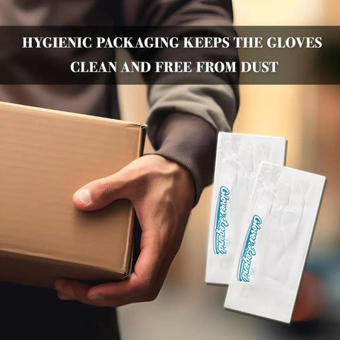 Person holding a package with XL White 100 Percent Cotton Safety Gloves packaging visible, ensuring cleanliness and protection.