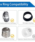 Compatibility chart for 3/4 Inch PEX Barb Plug End Cap Brass Crimp Fittings Pack Of 10 For Water, Heating, Oil And Gas Lines