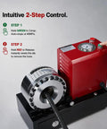 Heavy Duty Hydraulic Hose Crimper 110V Machine With Eight Interchangeable Dies showing intuitive 2-step control for crimping.