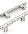 10 Pack 3 Inch Brushed Satin Nickel Cabinet Pulls For Cabinets With Smooth Forged Surface Durable Kitchen Handles Drawer Pulls Front View