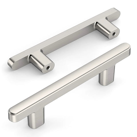 10 Pack 3 Inch Brushed Satin Nickel Cabinet Pulls For Cabinets With Smooth Forged Surface Durable Kitchen Handles Drawer Pulls Front View