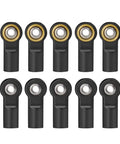 10 Pcs Metal Link Rod End M4 Ball Joint Heads For RC Crawler Cars, 3mm Ball Hole, 22mm Total Length, 4mm Thread Hole, Heavy Duty One Tenth Scale Upgrade, Black Finish, Fits All One Tenth RC Cars, Trucks, Buggies And Crawlers, black metal rod ends