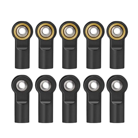 10 Pcs Metal Link Rod End M4 Ball Joint Heads For RC Crawler Cars, 3mm Ball Hole, 22mm Total Length, 4mm Thread Hole, Heavy Duty One Tenth Scale Upgrade, Black Finish, Fits All One Tenth RC Cars, Trucks, Buggies And Crawlers, black metal rod ends