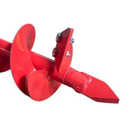 Close-up of 4 Inch Diameter 36 Inch Long Earth Auger Bit With Hardened Steel And Replaceable Cutting Blade